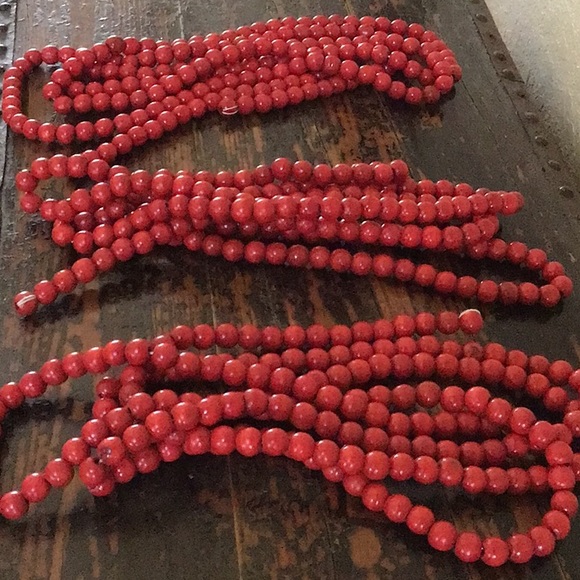 Holiday Time Holiday Christmas Wooden Bead Garland Bright Red